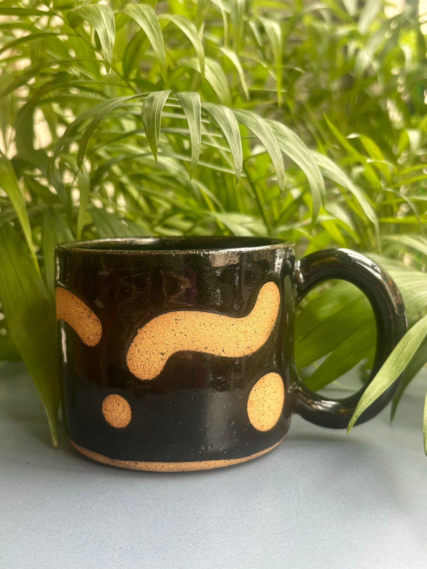 Glossy Black Happy Mug