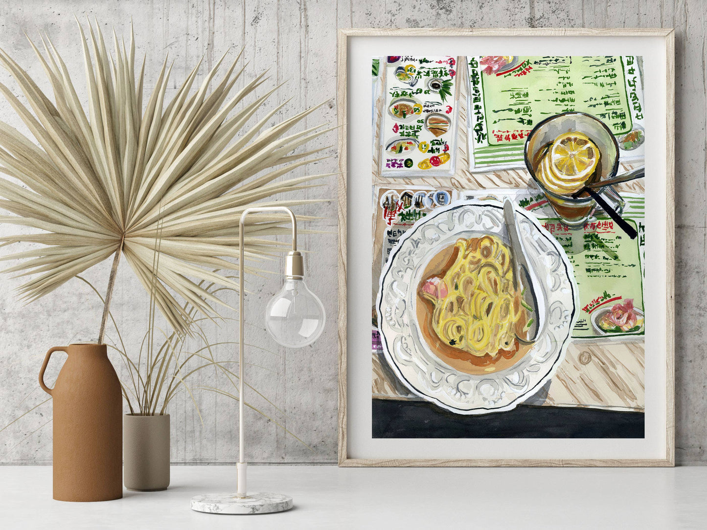 Hong Kong Breakfast - Noodles and Tea Art Print