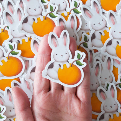 Bunny and Orange Vinyl Sticker
