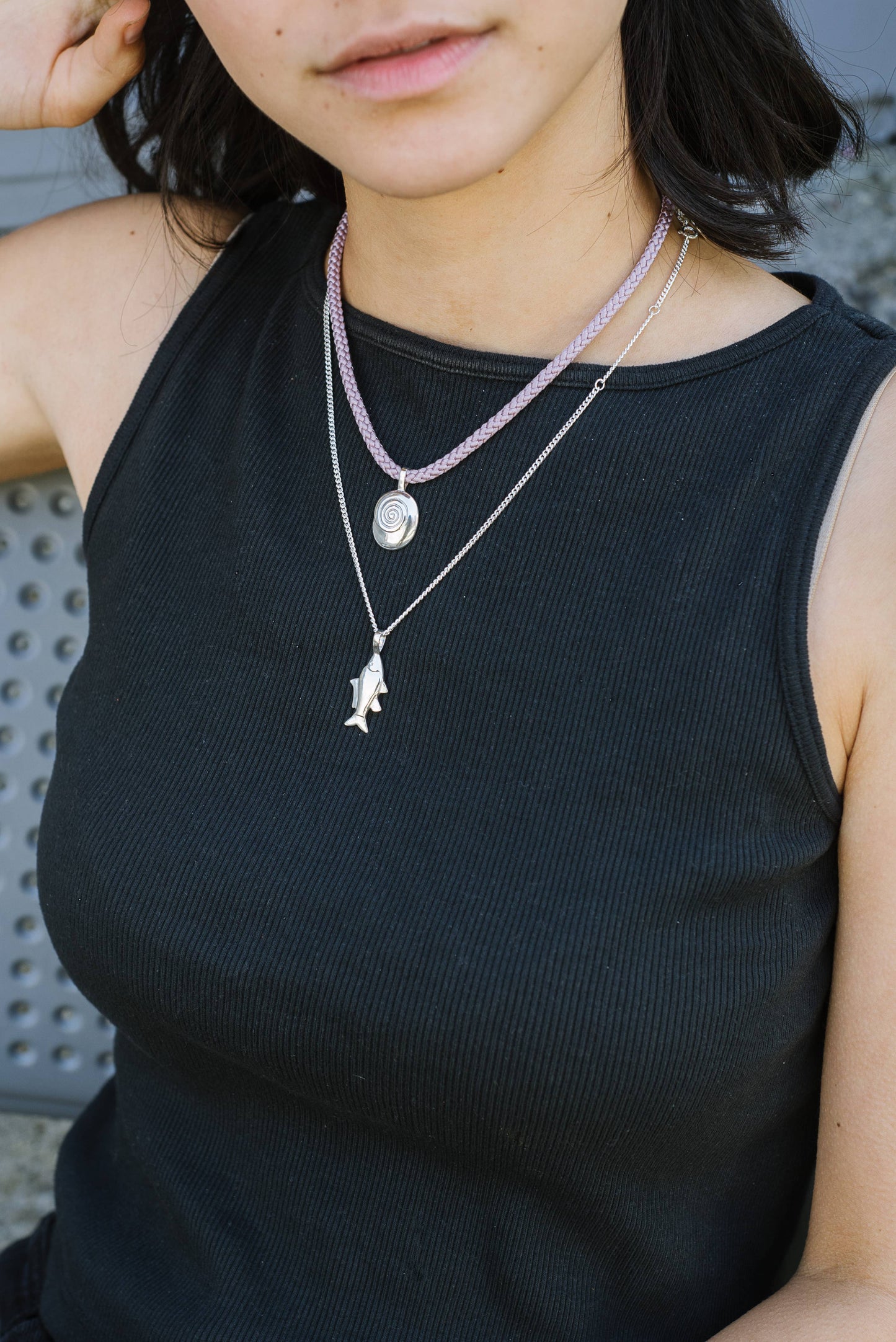 Lucky Fish Necklace - Thin Curb Chain