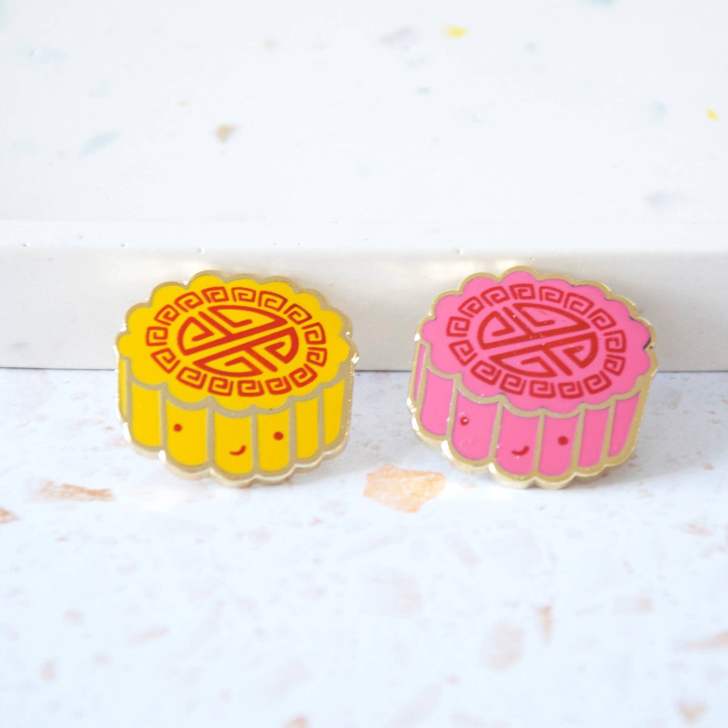 Snowy Moon Cake Enamel Pin