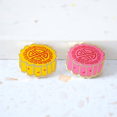 Snowy Moon Cake Enamel Pin