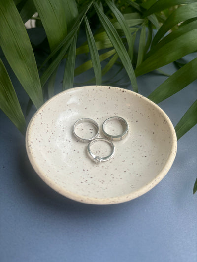 Cream Speckled Ring Dish