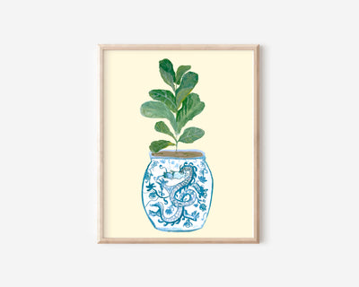 Dragon and Fiddle-Leaf Fig Print