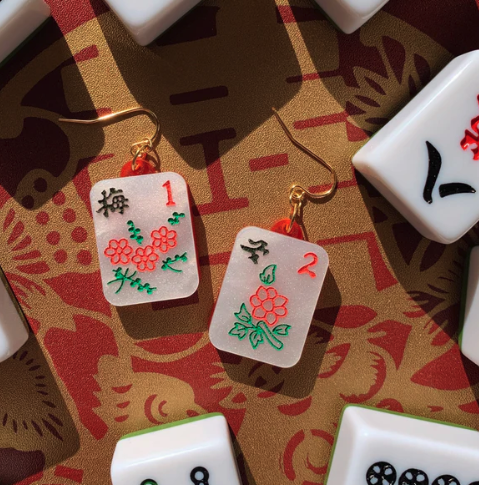 Mahjong Flower Earrings