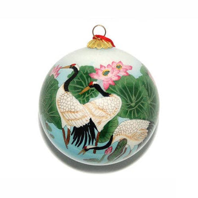 Cranes Pink Lotus Ornament