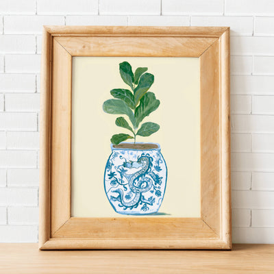 Dragon and Fiddle-Leaf Fig Print