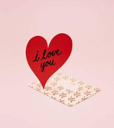 I Love You Heart Card - Red