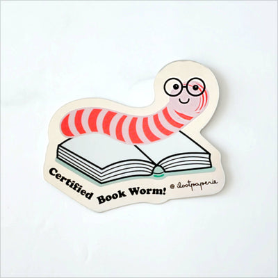 Certified Book Worm Holographic Sticker