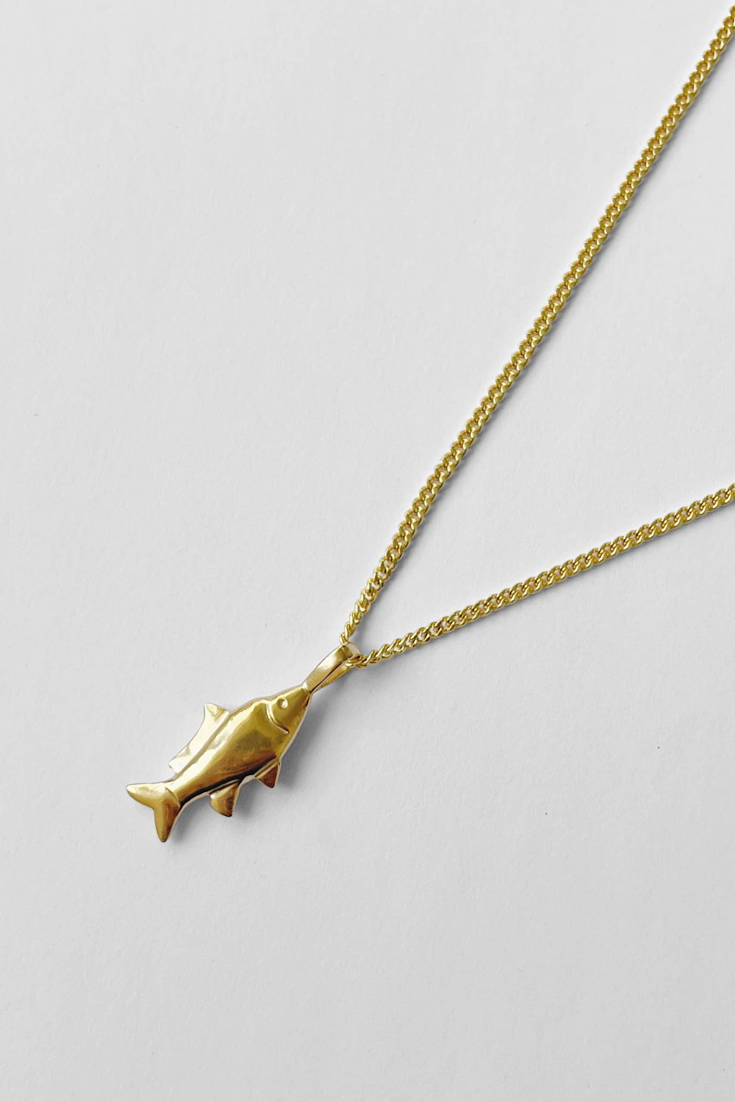 Lucky Fish Necklace - Thin Curb Chain